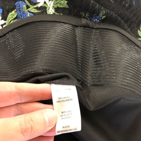 Taylor black long sheer sleeves embroidered dress - Picture 9 of 13